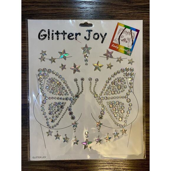 🦋B2G1🦋GLITTER JOY Silver Holographic Butterfly Body Art Jem Stickers - Picture 1 of 2